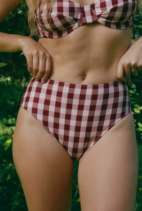 Aimée high-waisted briefs - Pink gingham
