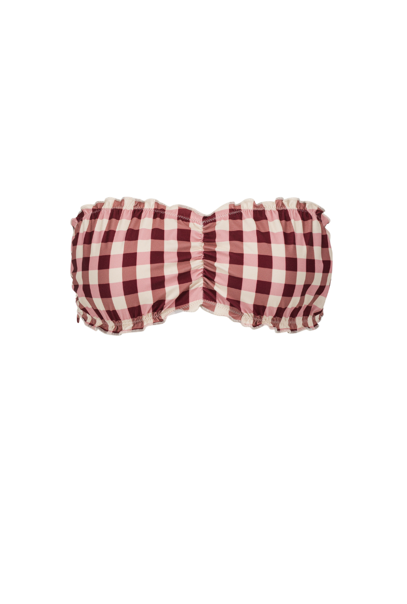 Sally strapless top - Pink gingham