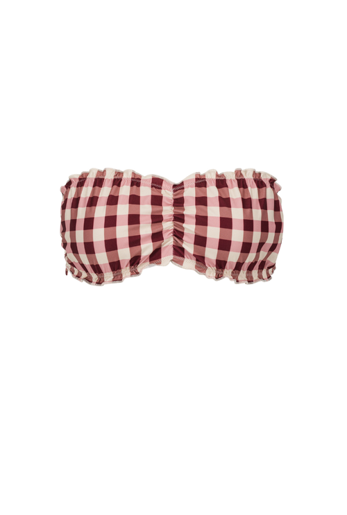 Sally strapless top - Pink gingham