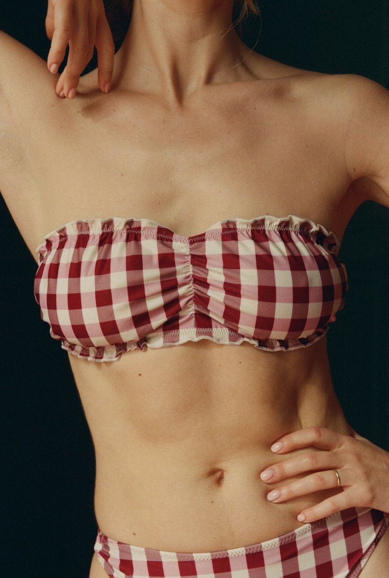 Sally strapless top - Pink gingham