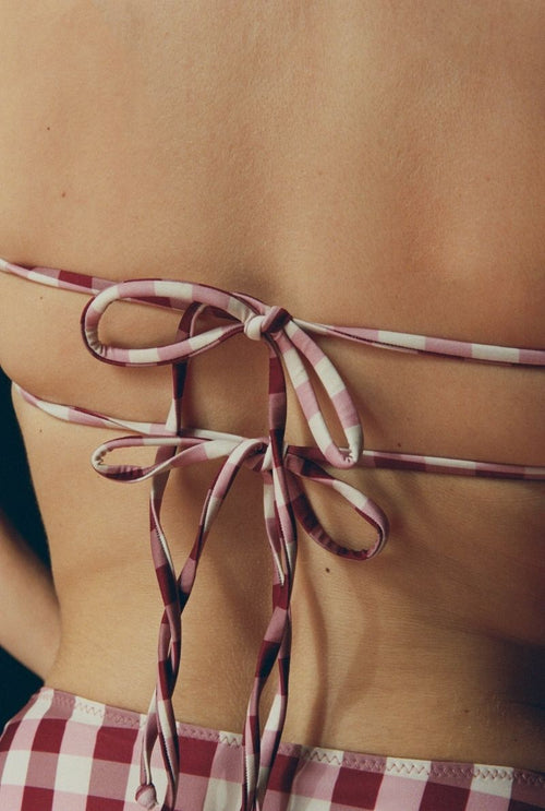 Sally strapless top - Pink gingham