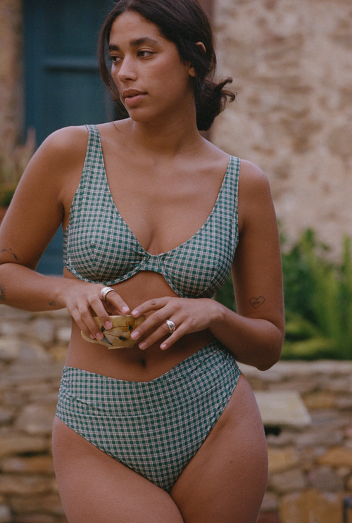 Marilou underwired bikini top - Green checks