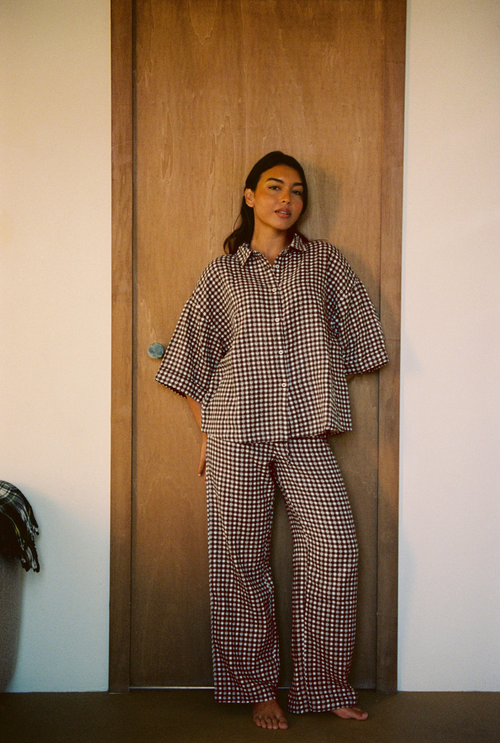 Pantalon Axelle - Vichy marron