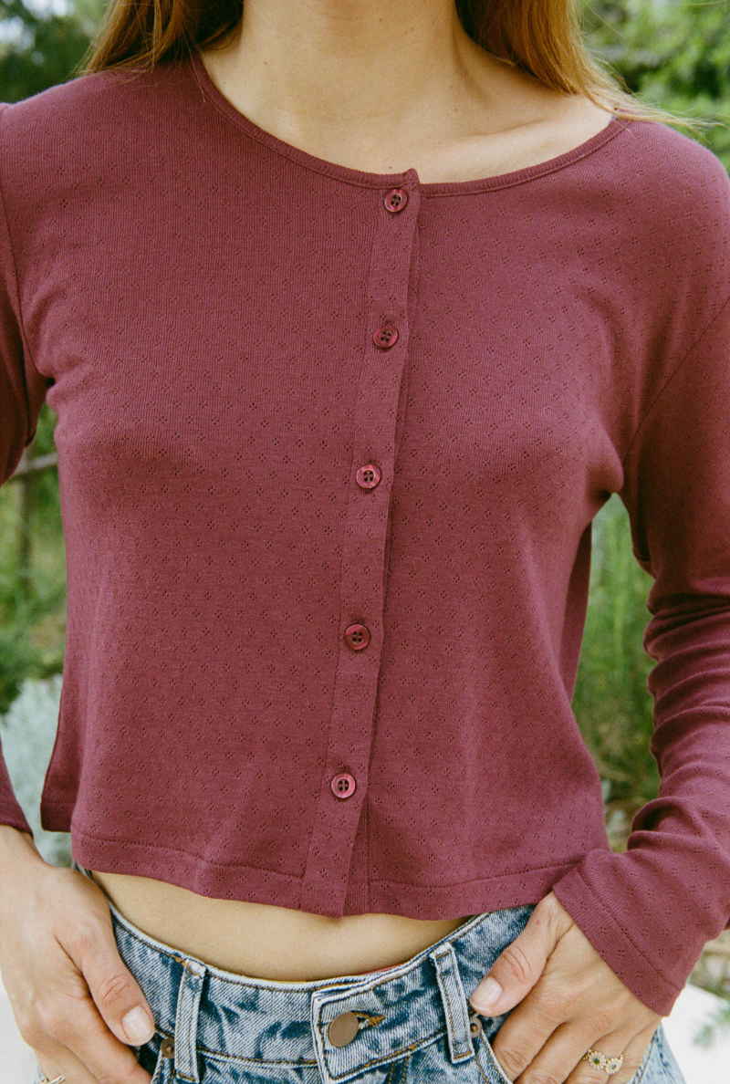 Cardigan Intemporel - Prune